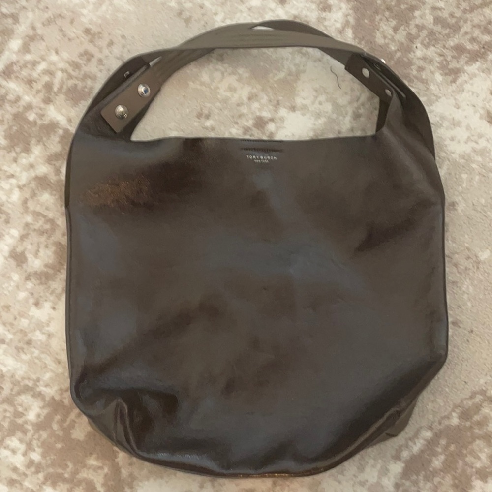 Tory Burch Rory Brown/Grey Patent Tote
